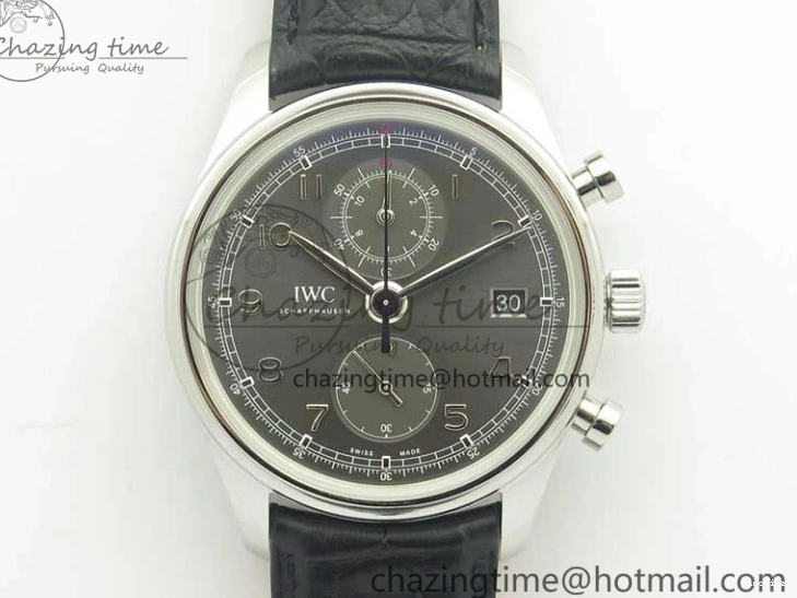 MIROTIME 0320 Portuguese Chrono SS ZF 1:1 Best Edition Gray Dial SS On Black Leather Strap A ZipUp 7215
